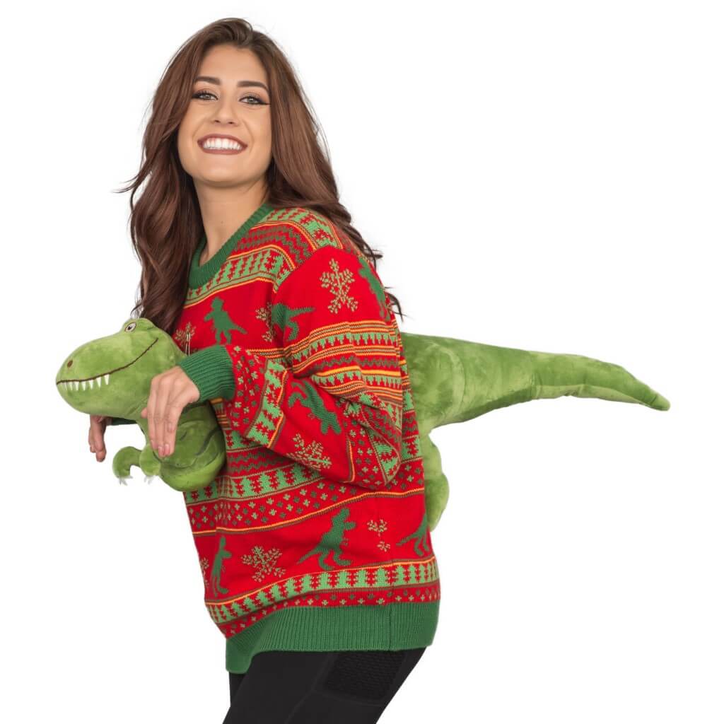 Ugly Christmas Sweater - 3D T-Rex Plush for Holiday Fun Julesroches