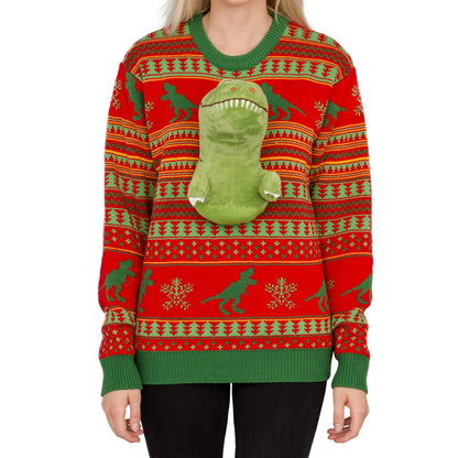 Ugly Christmas Sweater - 3D T-Rex Plush for Holiday Fun Julesroches