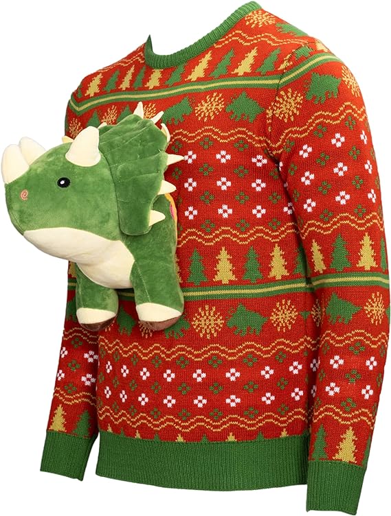 Ugly Christmas Sweater JulesRoche 3D Dinosaur Festive Wear Julesroches