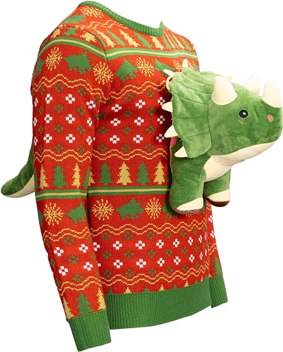 Ugly Christmas Sweater JulesRoche 3D Dinosaur Festive Wear Julesroches