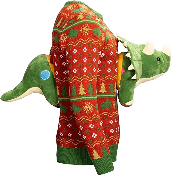 Ugly Christmas Sweater JulesRoche 3D Dinosaur Festive Wear Julesroches