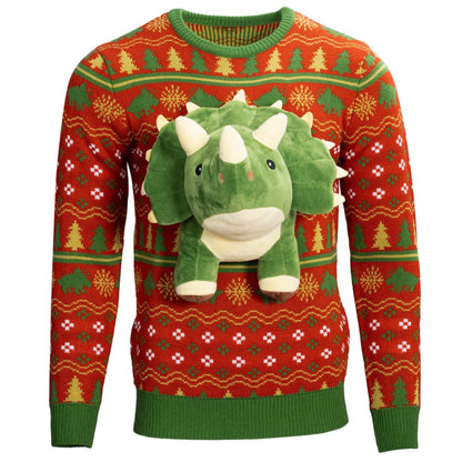 Ugly Christmas Sweater JulesRoche 3D Dinosaur Festive Wear Julesroches