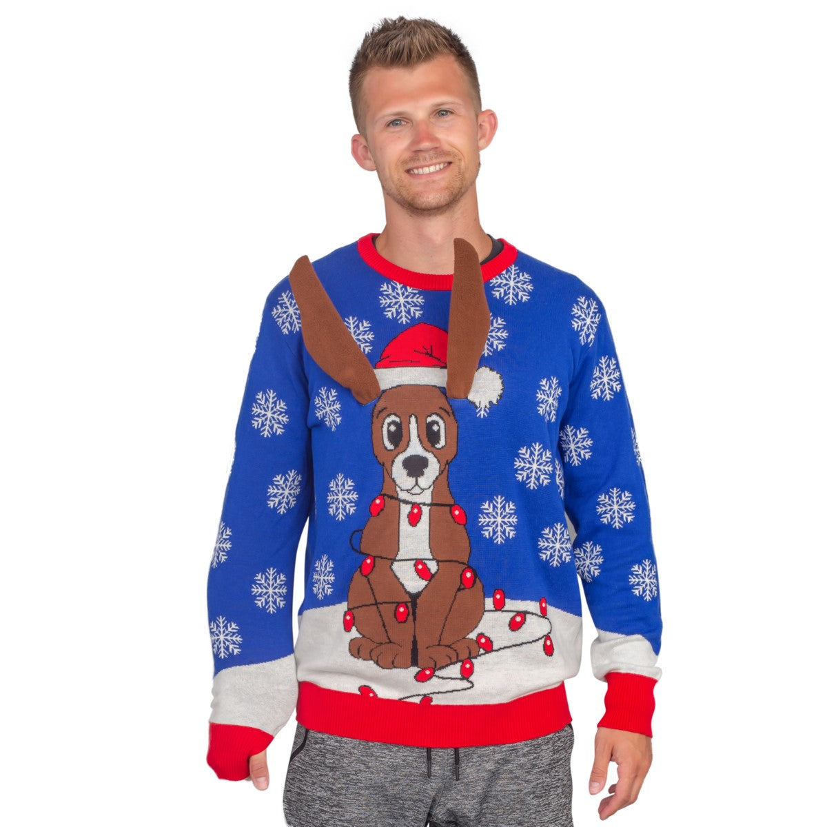 Ugly Christmas Sweater JulesRoche 3D Flappy Dog Ears Animated Julesroches