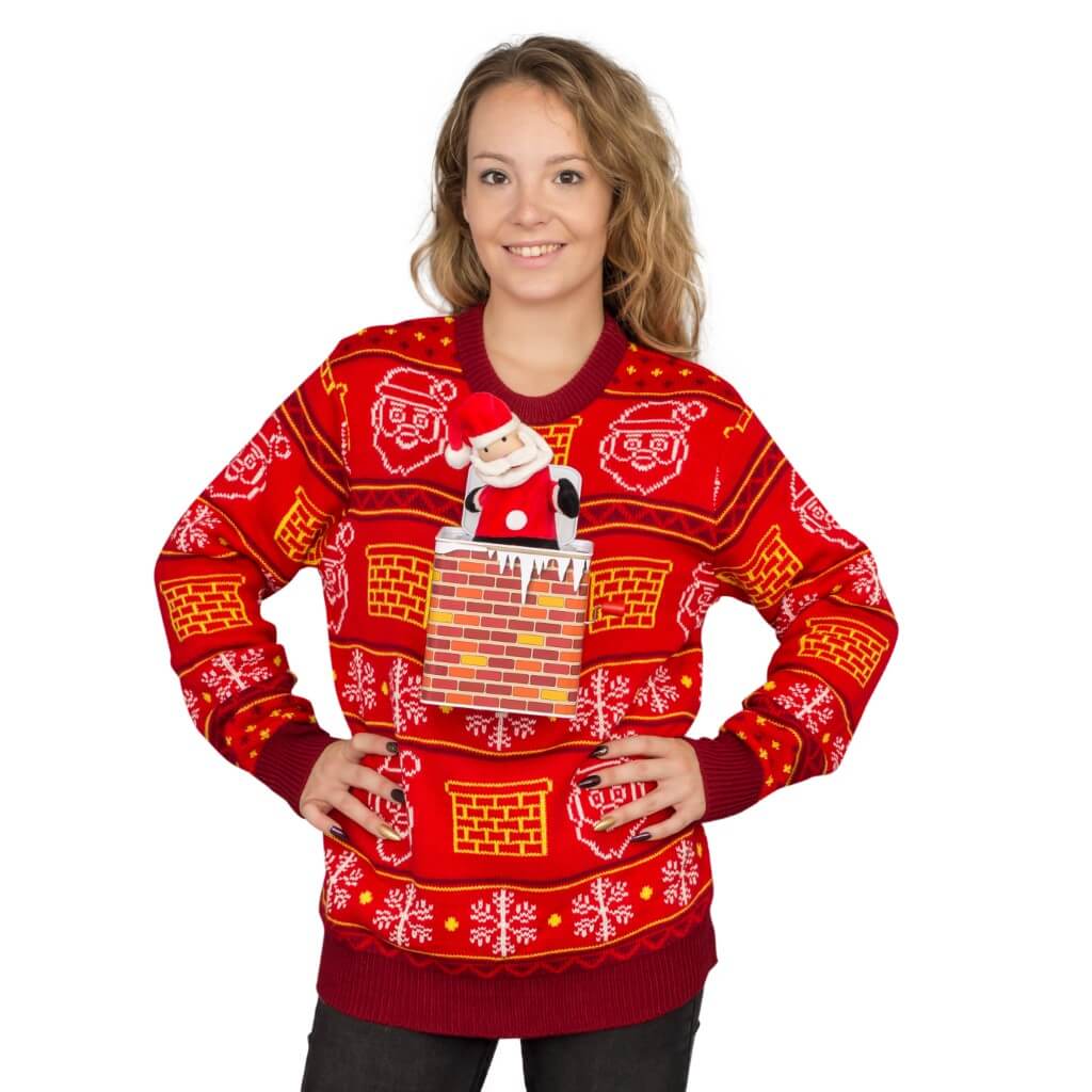 Ugly Christmas Sweater JulesRoche 3D Santa Design Adult Fit Julesroches