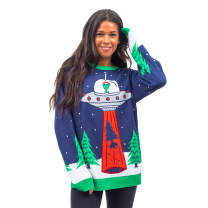 Ugly Christmas Sweater JulesRoche Alien Abduction Design Julesroches