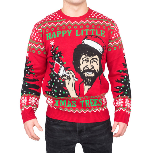 Ugly Christmas Sweater JulesRoche Bob Ross Happy Little Trees Julesroches