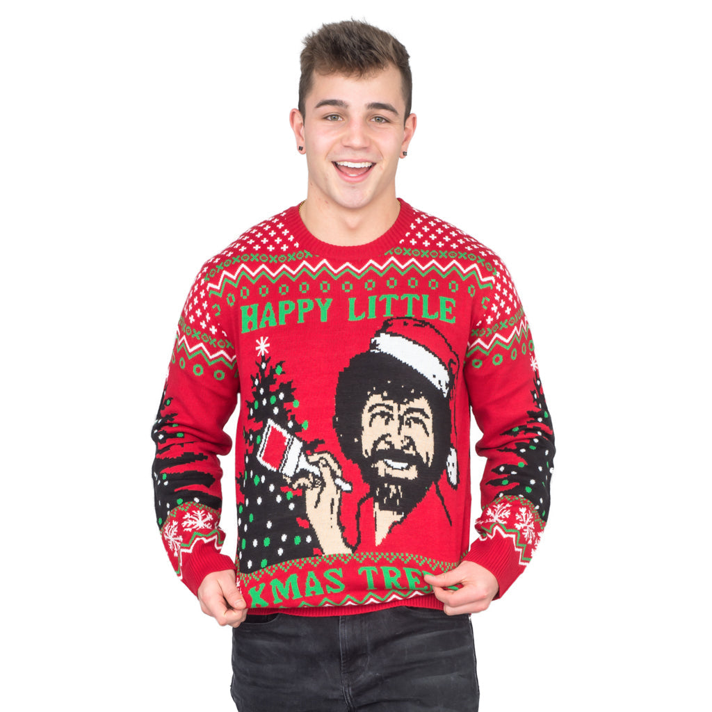 Ugly Christmas Sweater JulesRoche Bob Ross Happy Little Trees Julesroches