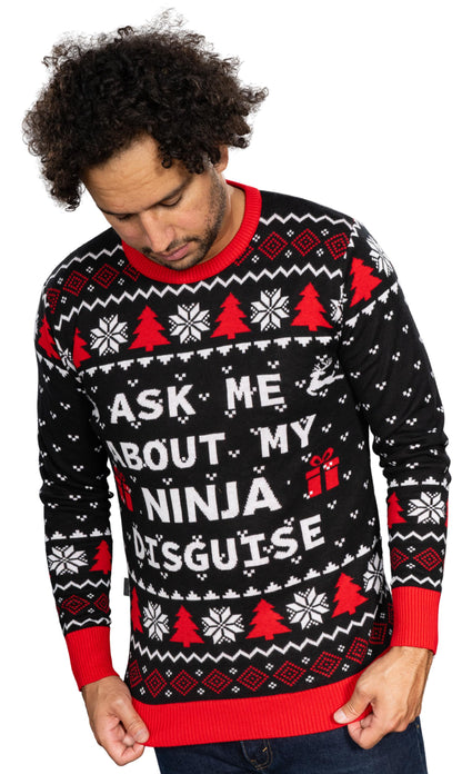 Ugly Christmas Sweater JulesRoche Funny Ninja Disguise Holiday Jumper Julesroches