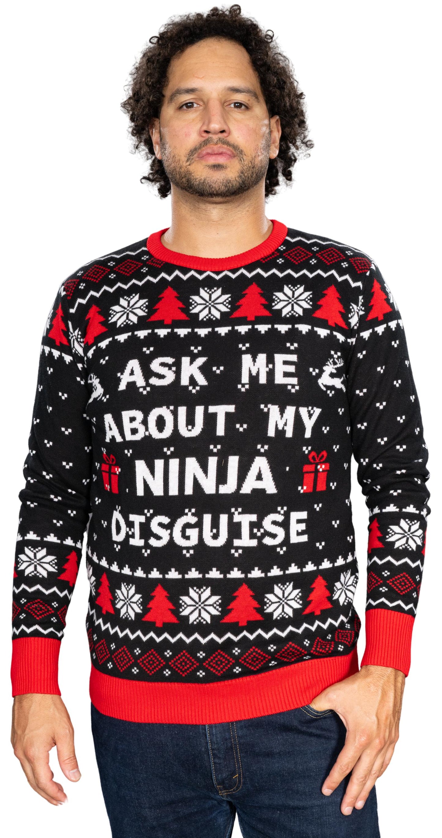 Ugly Christmas Sweater JulesRoche Funny Ninja Disguise Holiday Jumper Julesroches