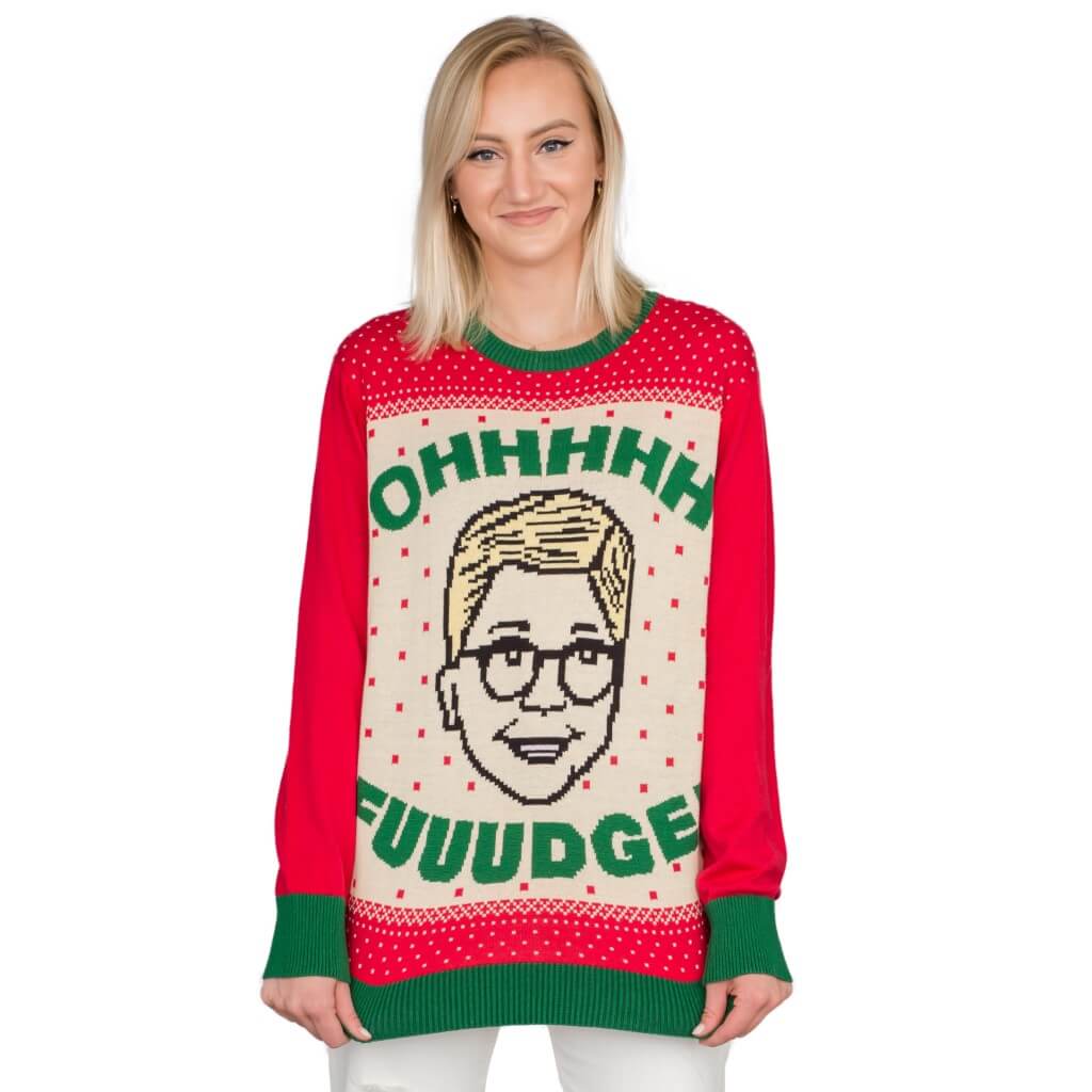 Ugly Christmas Sweater JulesRoche Knitted Ralphie OHHH FUDDGE Pullover Julesroches