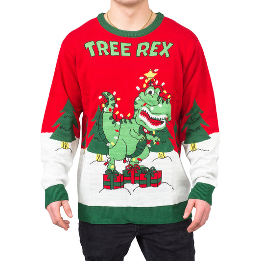 Ugly Christmas Sweater JulesRoche LED Light-up T-Rex Holiday Fun Julesroches