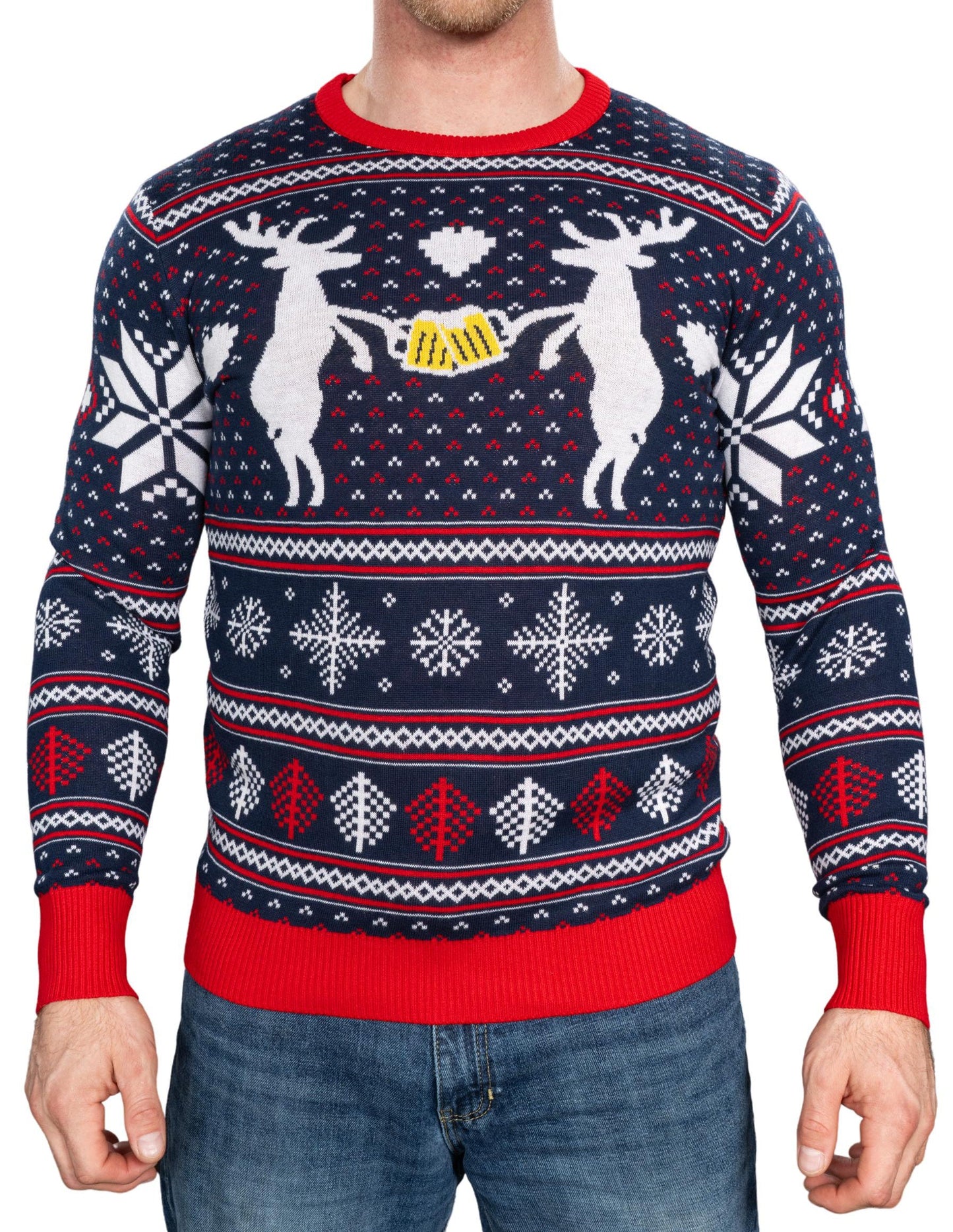 Ugly Christmas Sweater JulesRoche Reindeer Snowflakes Knitted Pullover Julesroches