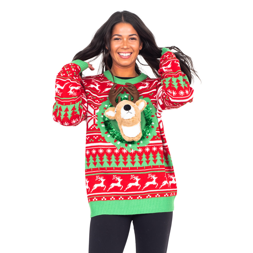 Ugly Christmas Sweater - LED 3D Reindeer for Holiday Parties Julesroches