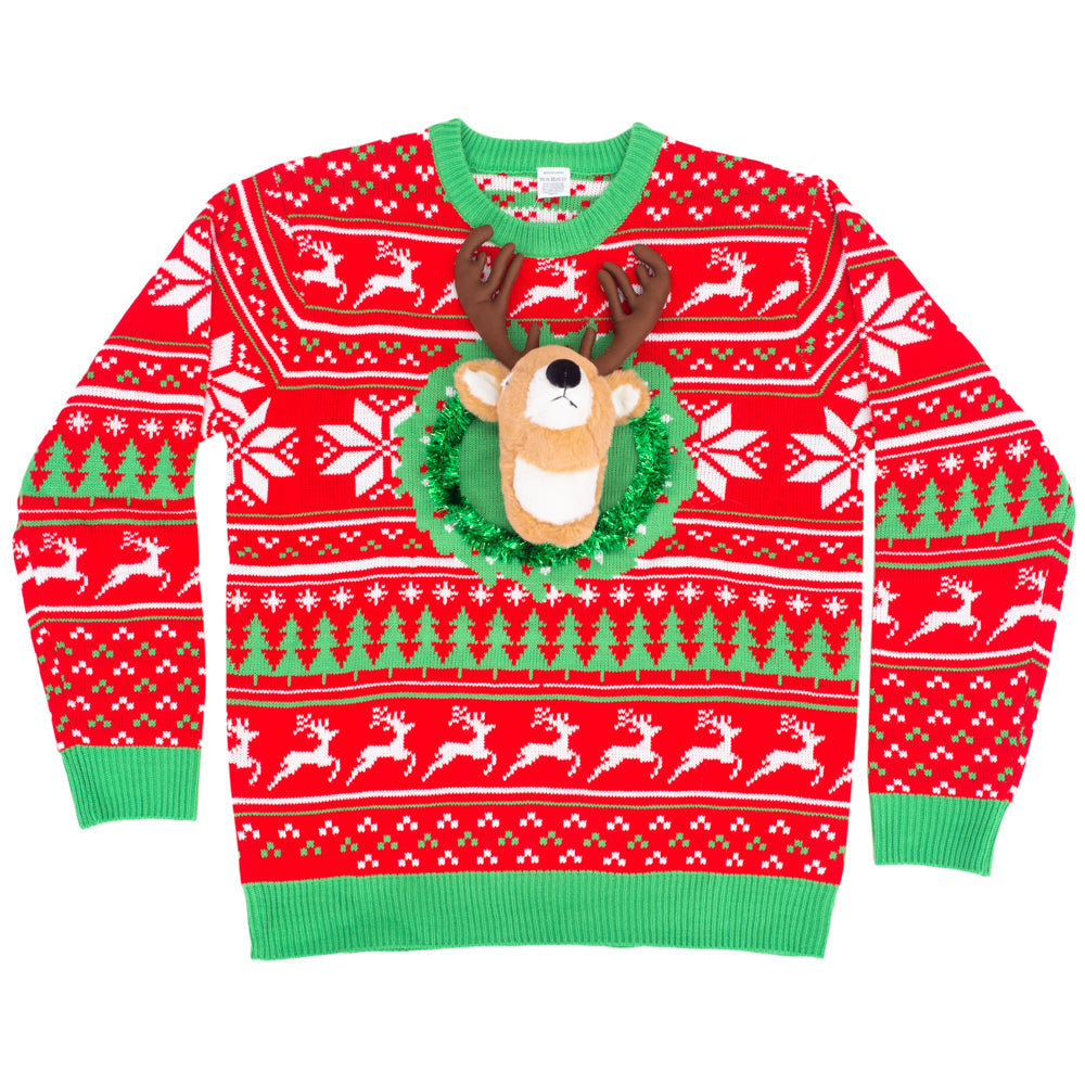 Ugly Christmas Sweater - LED 3D Reindeer for Holiday Parties Julesroches