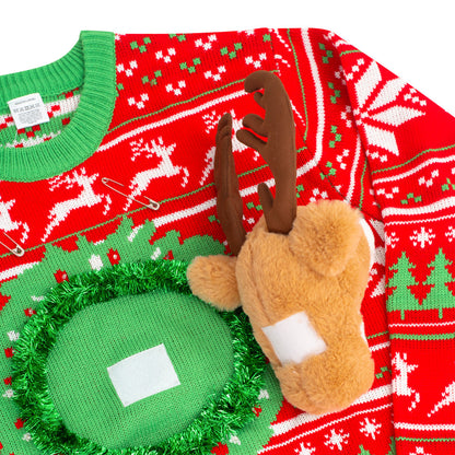 Ugly Christmas Sweater - LED 3D Reindeer for Holiday Parties Julesroches