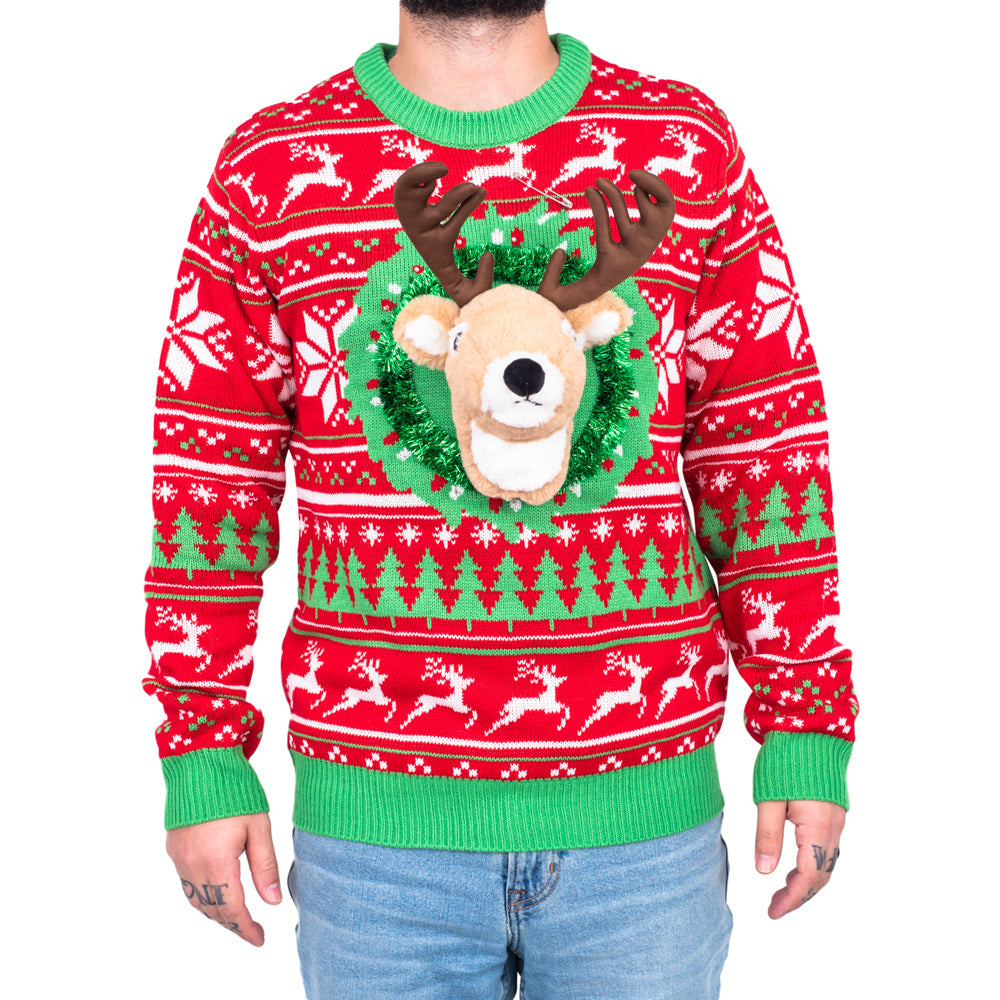 Ugly Christmas Sweater - LED 3D Reindeer for Holiday Parties Julesroches