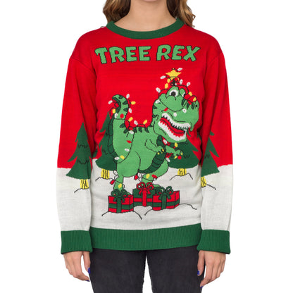 Ugly Christmas Sweater - LED T-Rex Design for Holiday Parties Julesroches