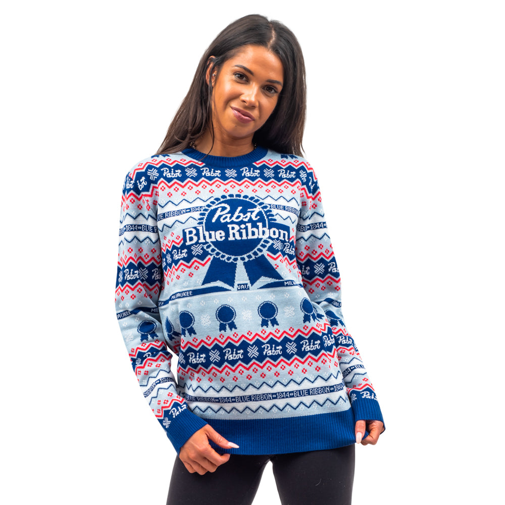 Ugly Christmas Sweater - Pabst Blue Ribbon Tribute for Festive Cheer Julesroches