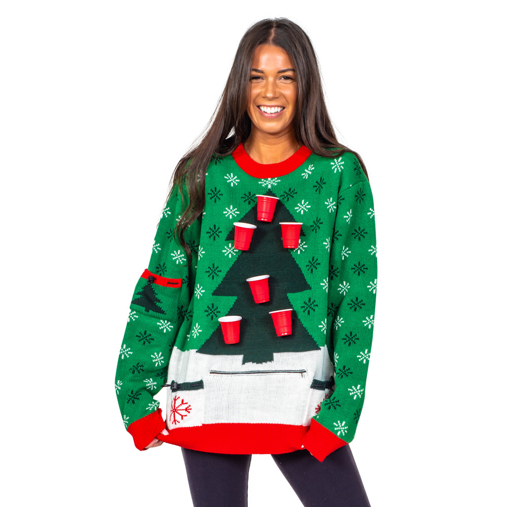 Unisex Ugly Christmas Sweater JulesRoche Beer Pong Interactive Julesroches