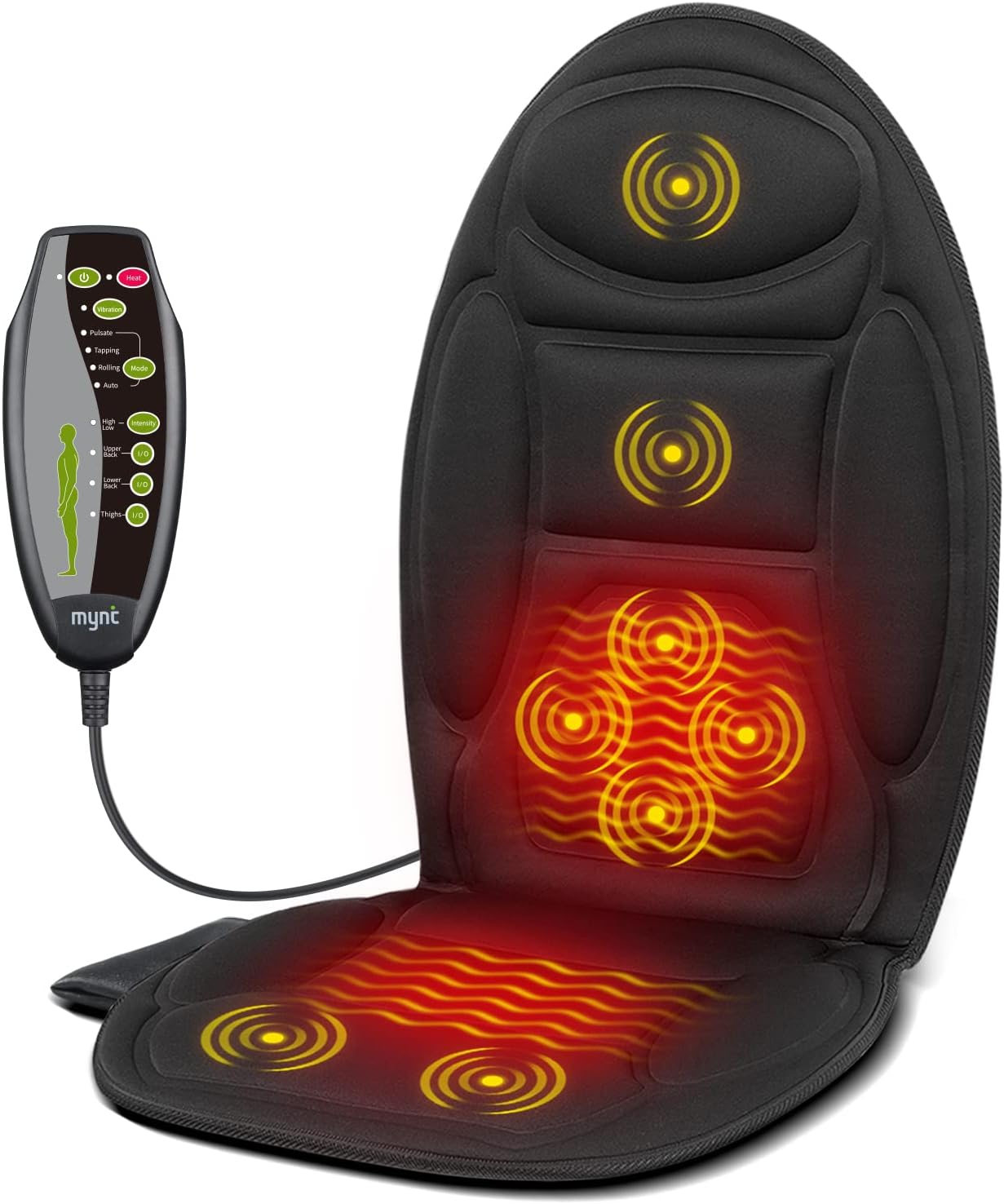 Vibrating Back Massage Chair Pad - Customizable Heat for Home and Office Julesroches