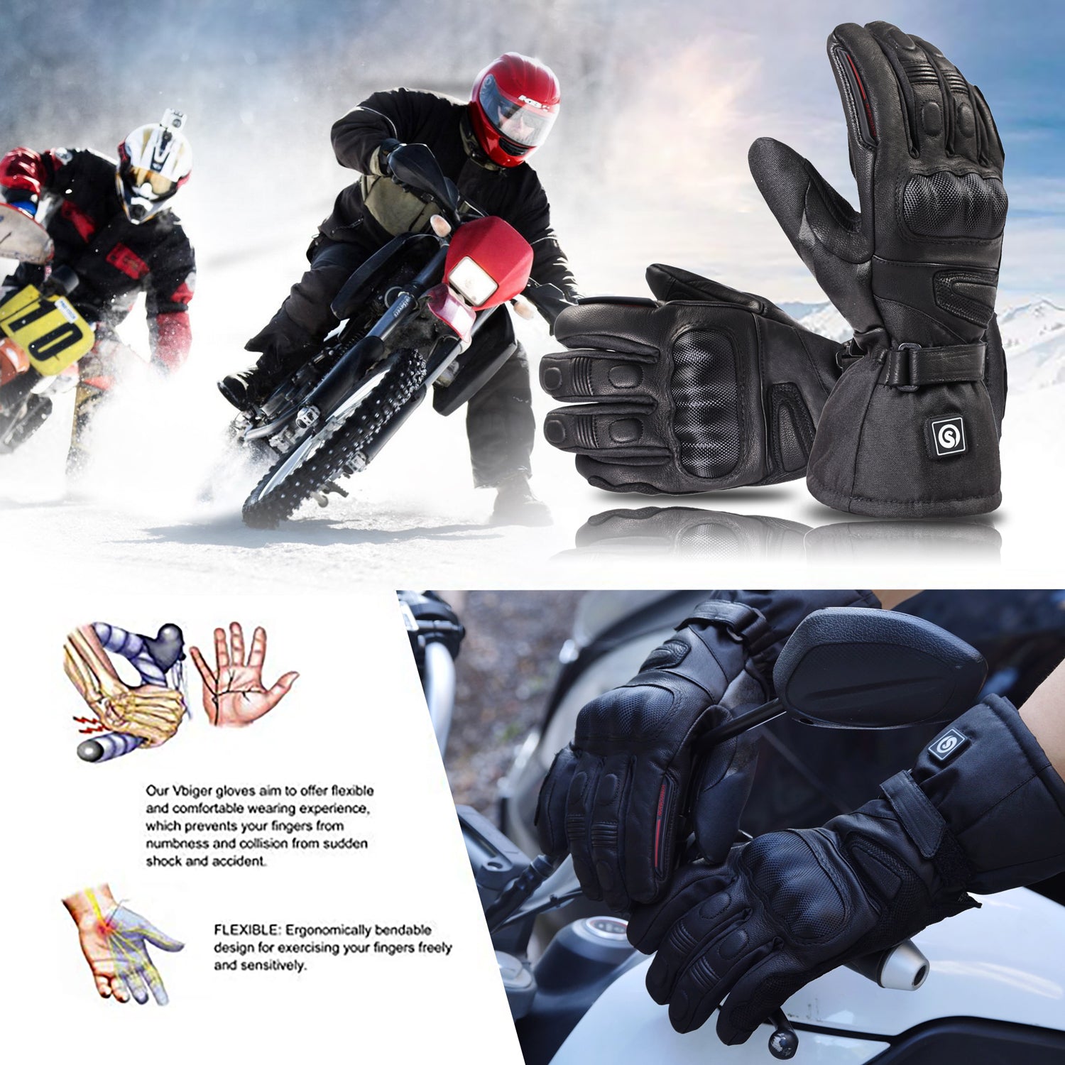 Waterproof Gloves with Carbon Fiber Protectors - Ideal for Motorcycles Julesroches