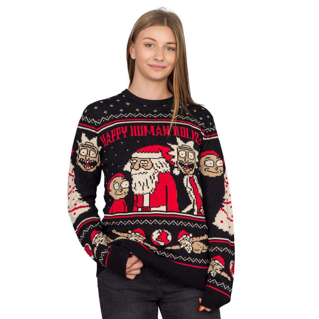 Women's Knitted Christmas Sweater JulesRoche Rick & Morty Edition Julesroches