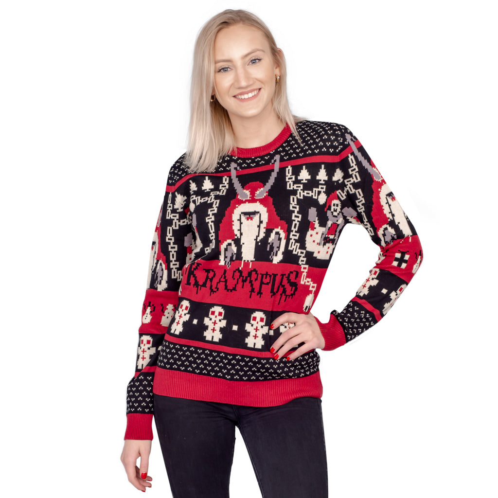 Women's Novelty Christmas Jumper Krampus Knit - JulesRoche Julesroches