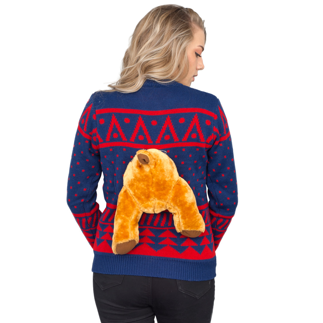 Women's Ugly Christmas Sweater JulesRoche 3-D Stuffed Moose Julesroches