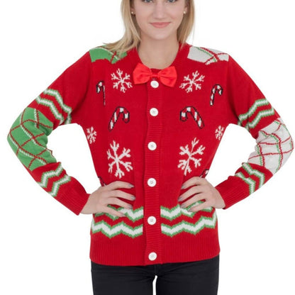 Women's Ugly Christmas Sweater JulesRoche Candy Canes Snowflakes Julesroches