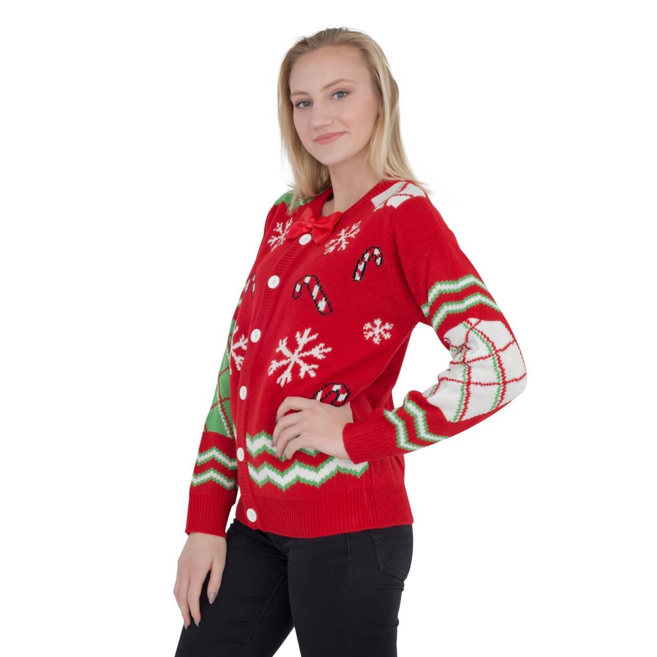 Women's Ugly Christmas Sweater JulesRoche Candy Canes Snowflakes Julesroches