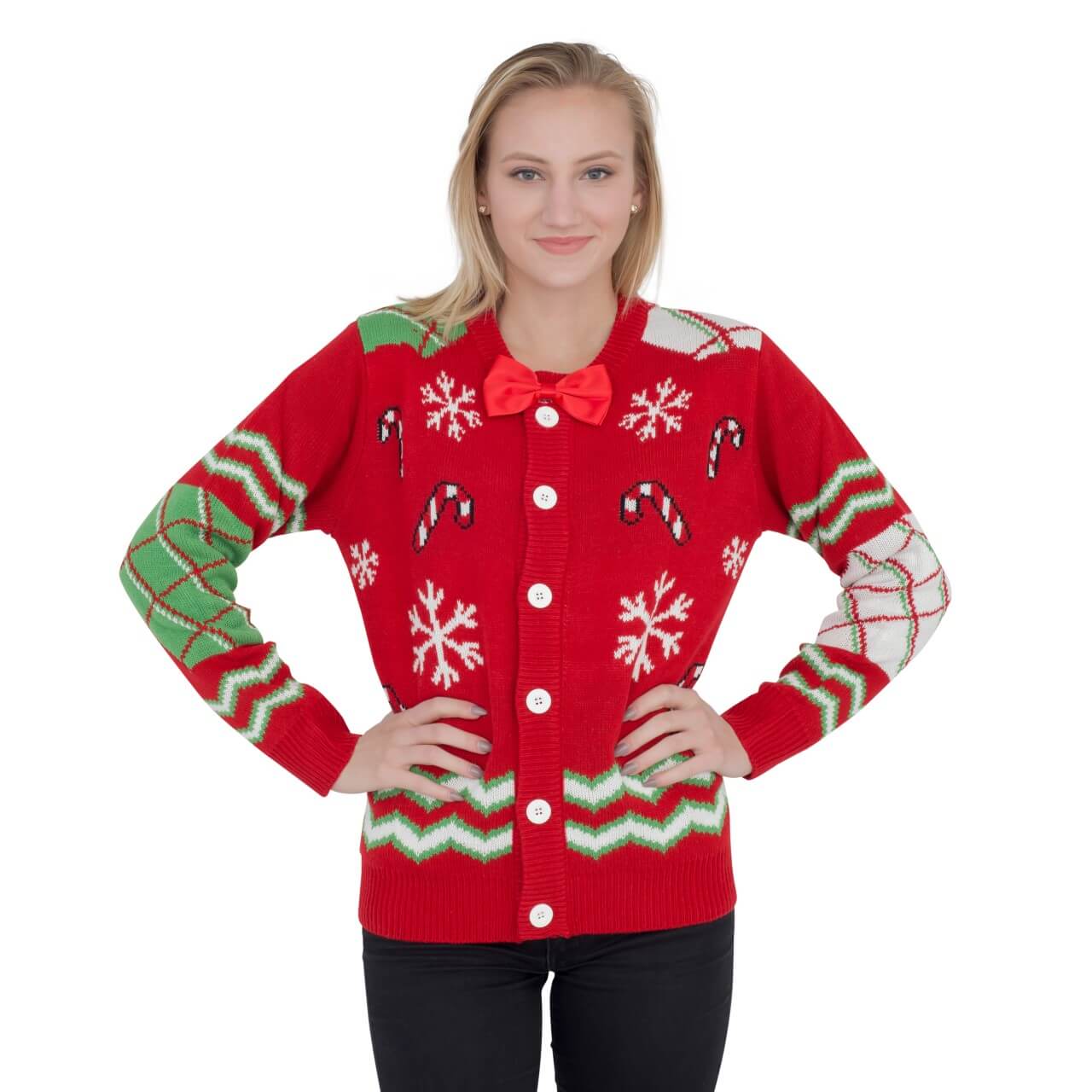 Women's Ugly Christmas Sweater JulesRoche Candy Canes Snowflakes Julesroches