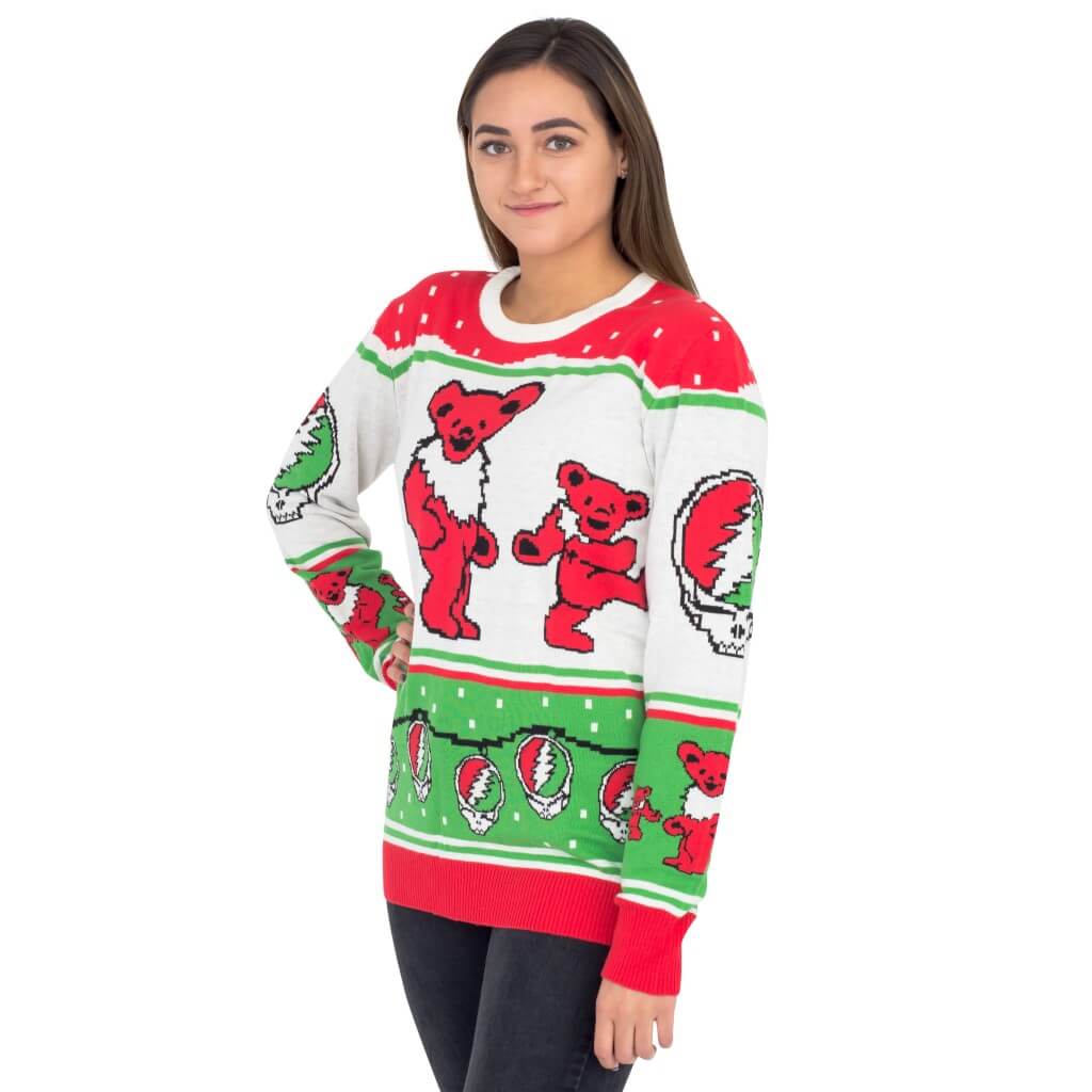 Women's Ugly Christmas Sweater JulesRoche Grateful Dead Bears Knit Julesroches