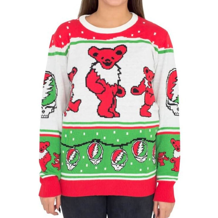 Women's Ugly Christmas Sweater JulesRoche Grateful Dead Bears Knit Julesroches