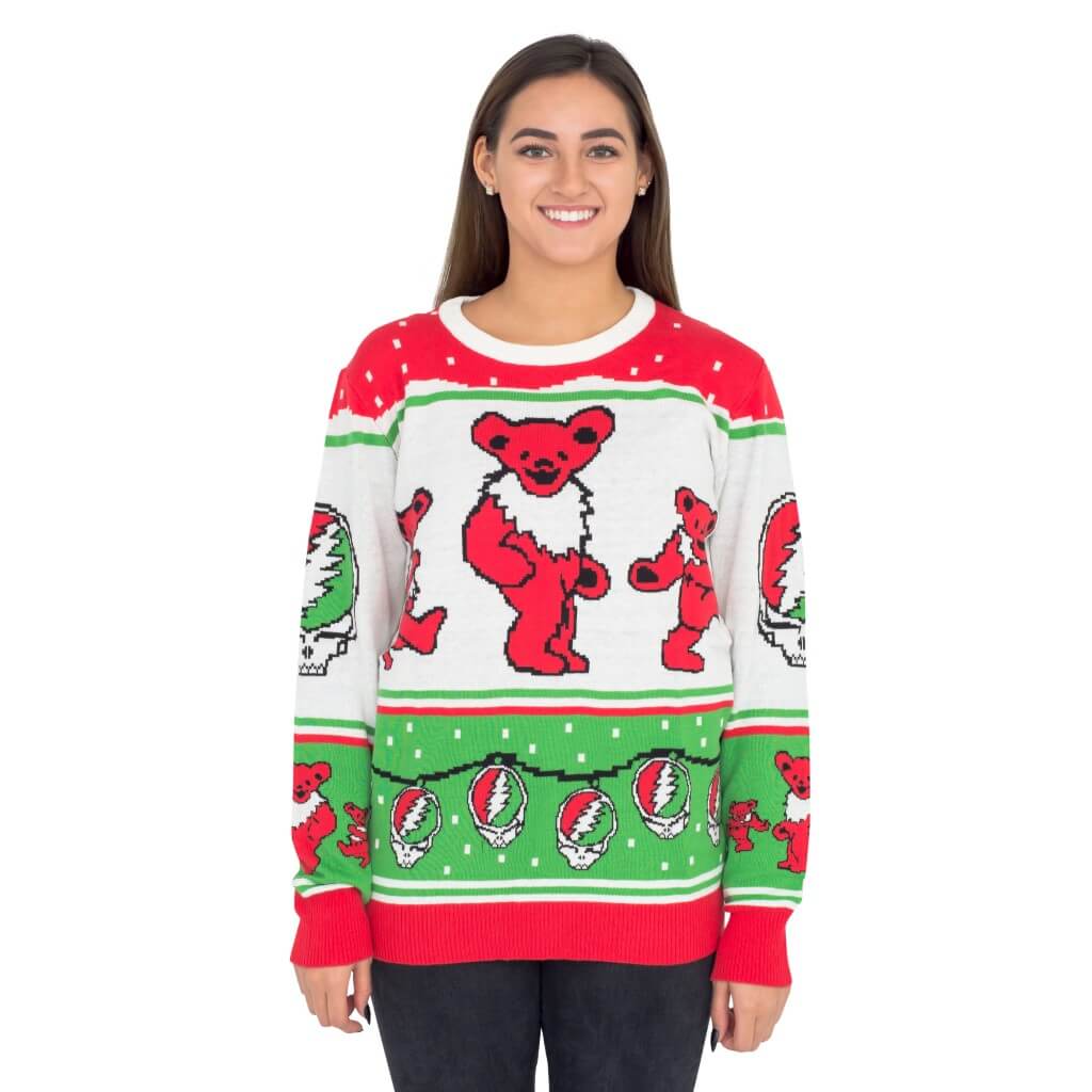 Women's Ugly Christmas Sweater JulesRoche Grateful Dead Bears Knit Julesroches