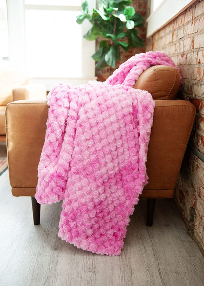 Minky Blanket JulesRoche Belgian Waffle Pink Textured