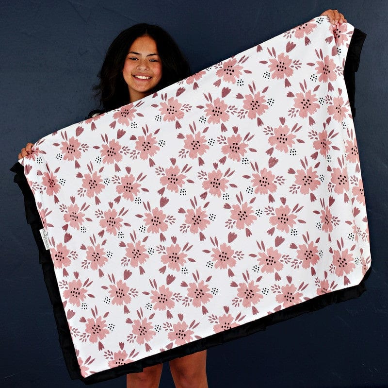 Minky Blanket JulesRoche Silky Feel Apricot Blossom Design