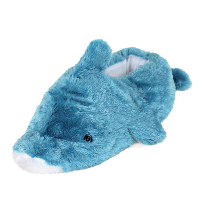 Animal Slippers JulesRoche Plush Non-Slip Fun Blue Dolphin