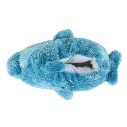 Animal Slippers JulesRoche Plush Non-Slip Fun Blue Dolphin