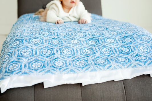 Minky Blanket JulesRoche Blue Kaleidoscope Design