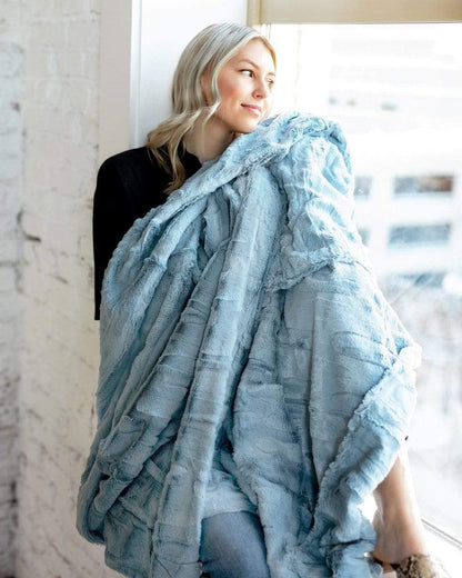 Minky Blanket JulesRoche Silky Smooth Blue Denim Style