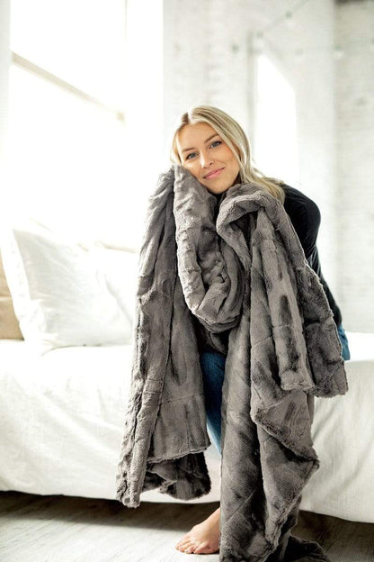 Minky Blanket JulesRoche Silky Smooth Sorbet Charcoal