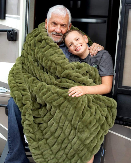 Plush Camp Blanket JulesRoche Green Throw Multiple Sizes