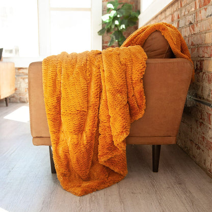 Fluffy Throw JulesRoche Cozy Golden Feathery Texture Blanket