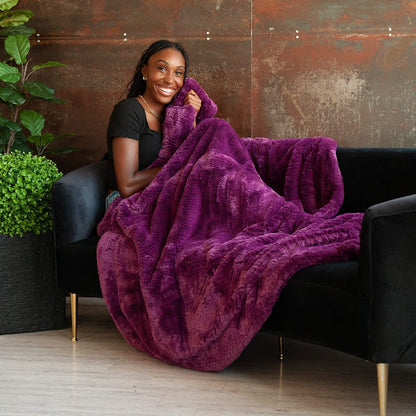 Throw Blanket JulesRoche Cozy Feathery Texture Purple