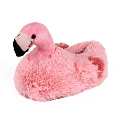 Women's Pink Flamingo Novelty Slippers JulesRoche Fluffy Cozy Design