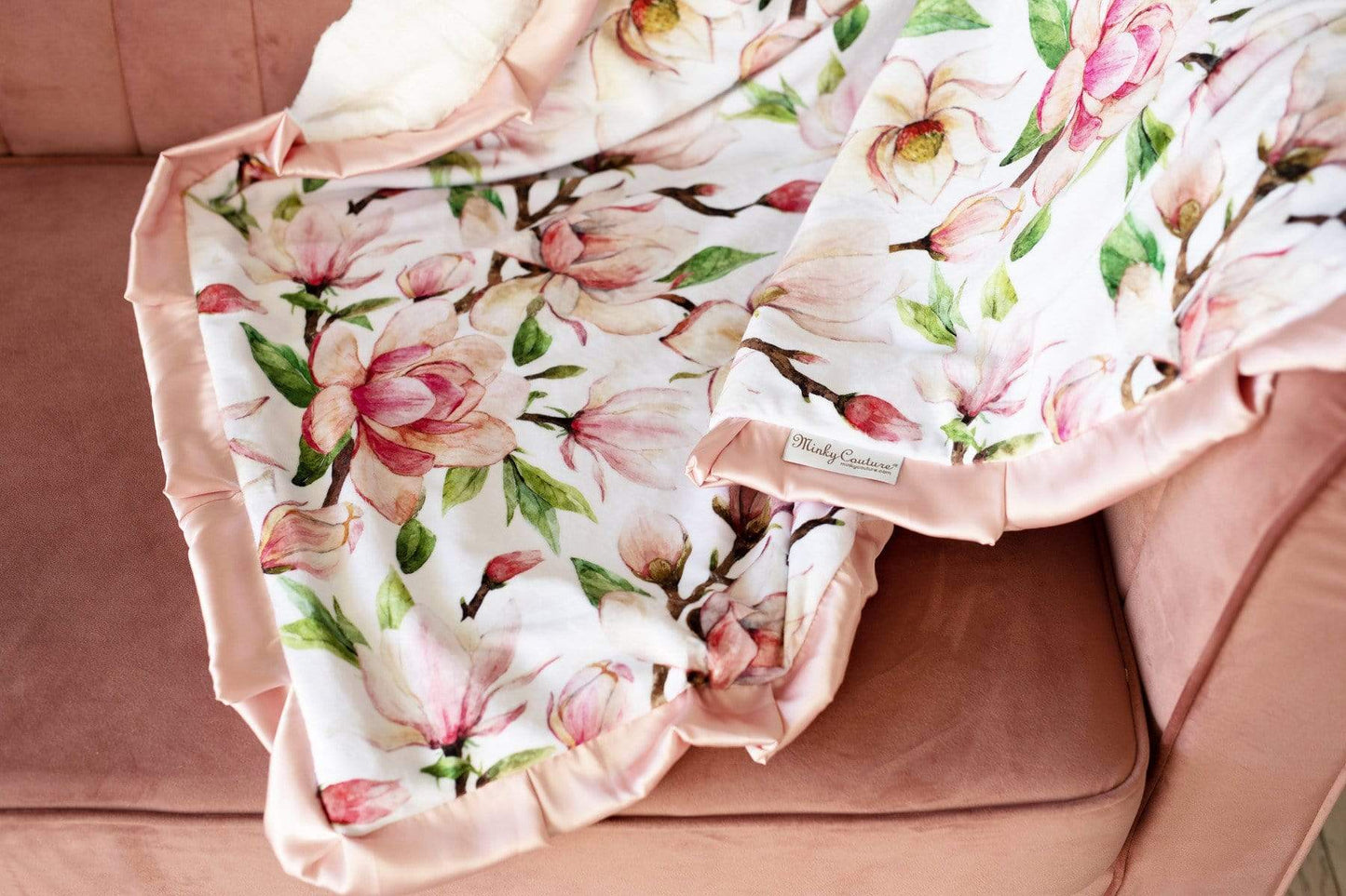 Minky Blanket JulesRoche Floral Throw Silky Soft Pink Aspirations