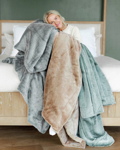 Soft Blanket JulesRoche Plush Frosted Mist Travel and Adult Sizes