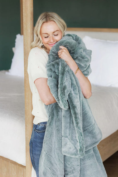 Mink Blanket JulesRoche Misty Green Frosted Tips