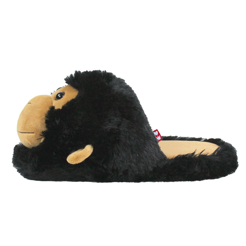 Animal Slippers JulesRoche Soft Black Fur Foam Footbeds