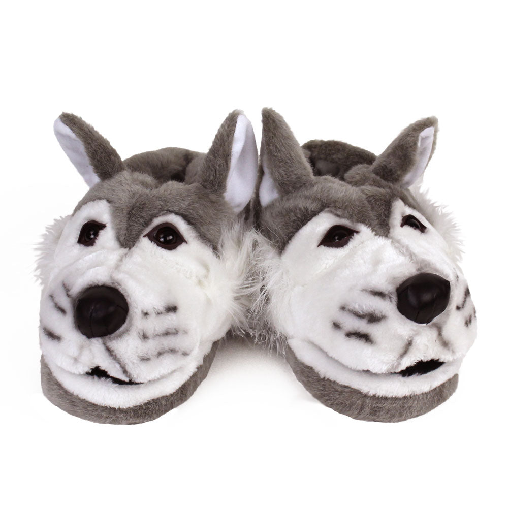 Wolf Animal Slippers JulesRoche Soft Plush Non-Slip Soles